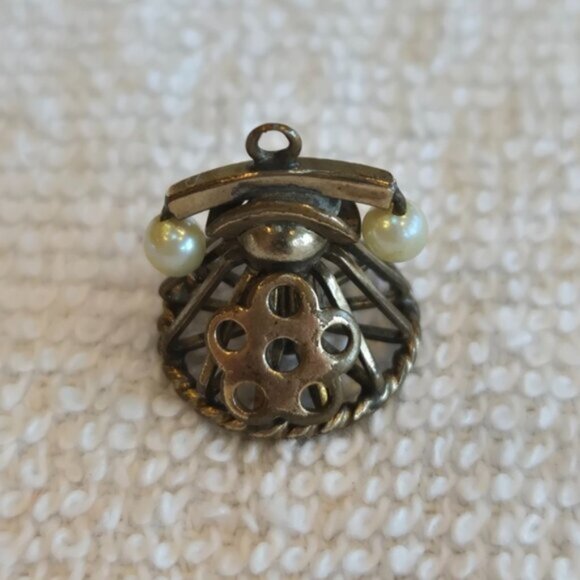 Antique Rotary Telephone Pearl Pendant/Charm - Picture 1 of 4